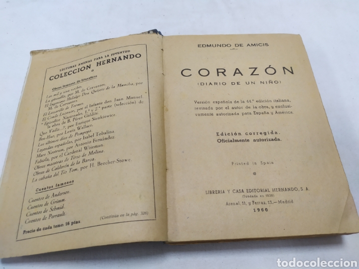 Libros de segunda mano: Coraz&oacute;n, diario de un ni&ntilde;o, Casa Editorial Hernando, 1960 - Foto 3