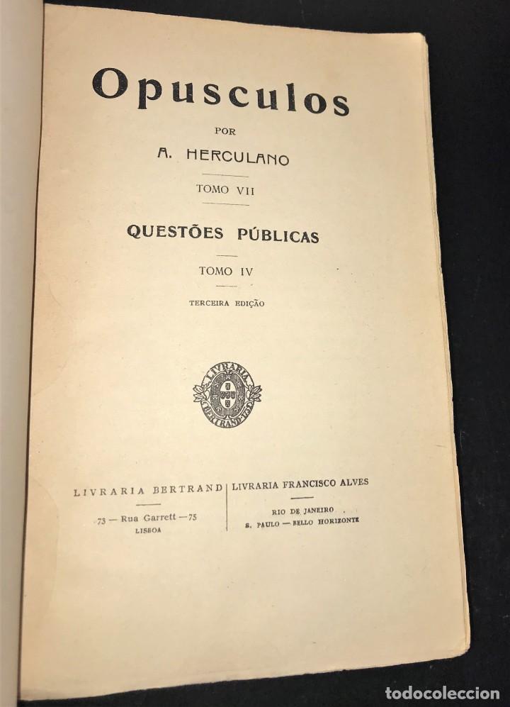 Libros de segunda mano: Op&uacute;sculos de Alexandre Herculano - Foto 3