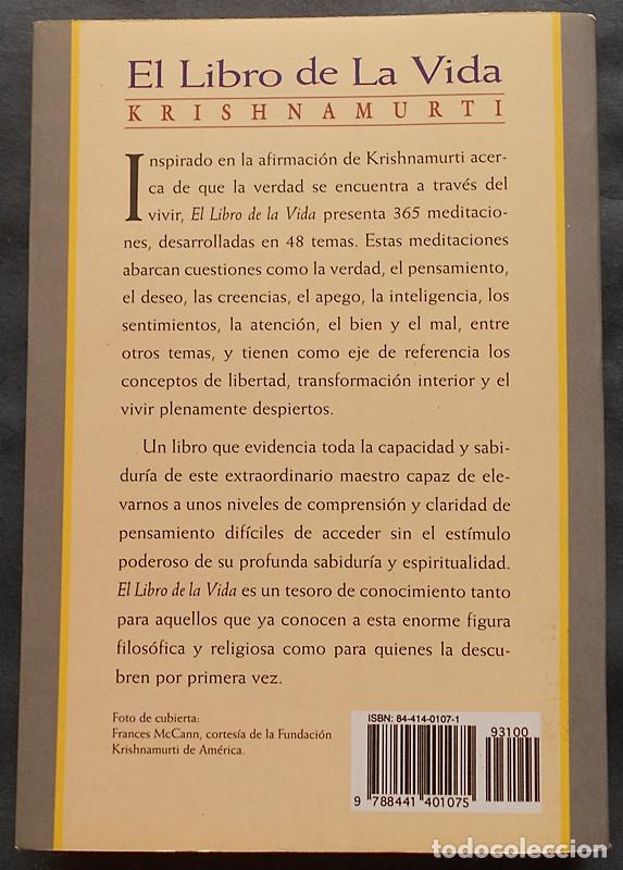 Libros de segunda mano: El libro de la Vida. Meditaciones diarias con Krishnamurti - Edaf (1998) - Foto 2