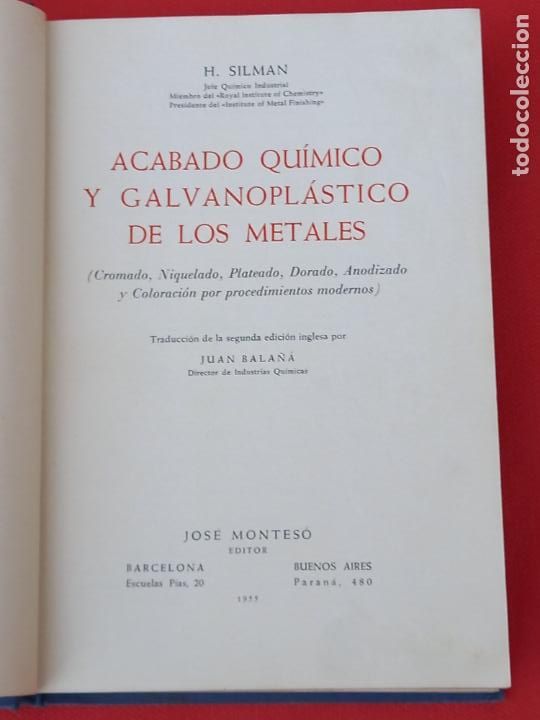 Libros de segunda mano: ACABADO QUIMICO Y GALVANOPLASTICO DE LOS METALES. - Foto 1