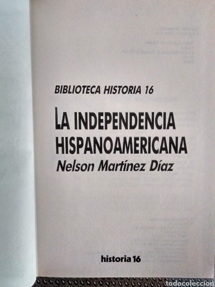 Libros de segunda mano: La independencia hispanoamericana / Nelson Mart&iacute;nez D&iacute;az - Foto 2