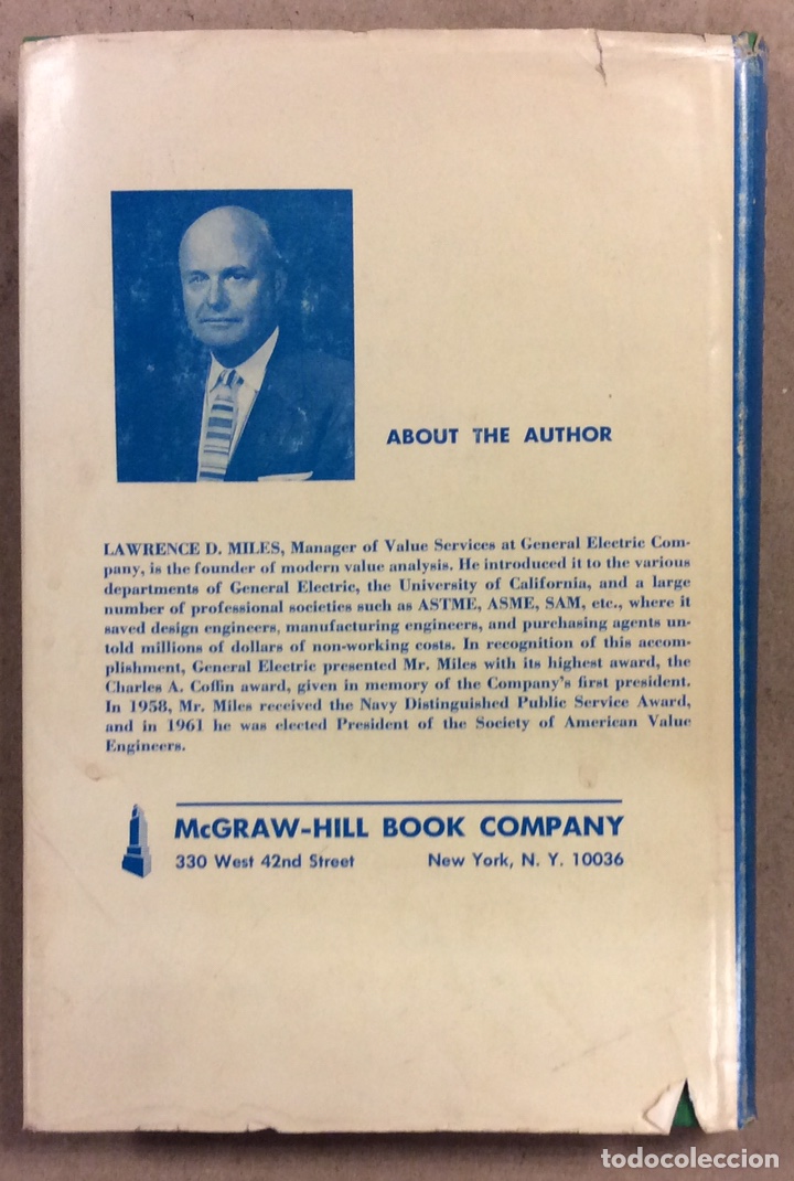 Libros de segunda mano: TECHNIQUES OF VALUE ANALYSIS AND ENGINEERING. LAWRENCE D. MILES. MCGRAWHILL 1961. EN INGL&Eacute;S - Foto 8
