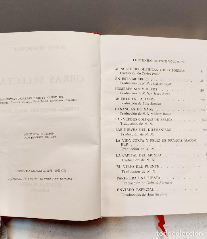 Libros de segunda mano: OBRAS SELECTAS DE E. HEMINGWAY ED. PLANETA. PRIMERA EDICION 1969 - Foto 6