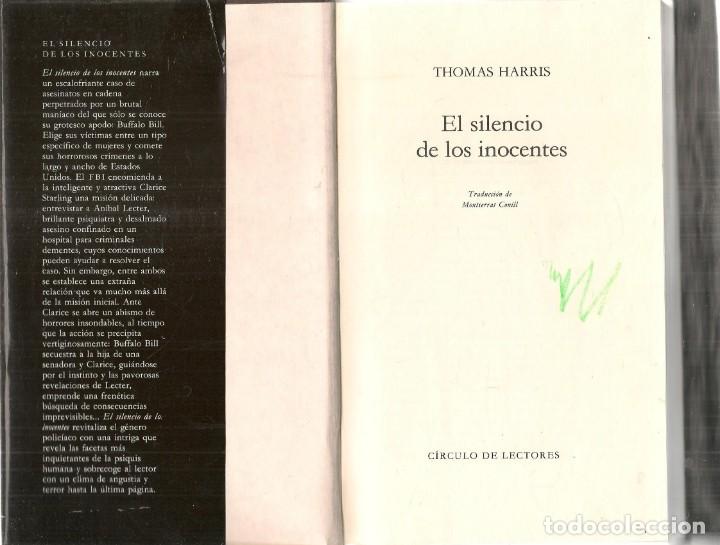 Libros de segunda mano: EL SILENCIO DE LOS INOCENTES. THOMAS HARRIS. CIRCULO DE LECTORES. 1990(ST/MG/15) - Foto 3