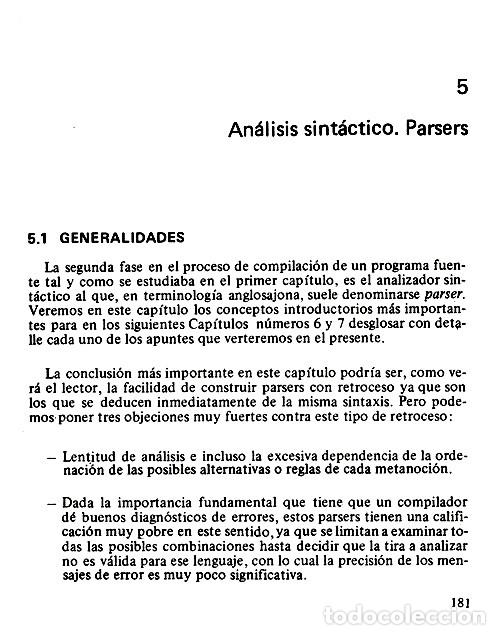 Libros de segunda mano: �F1045 - COMPILADORES. TEORIA Y CONSTRUCCION. INCLUYE EJERCICIOS Y SUS SOLUCIONES. - Foto 3