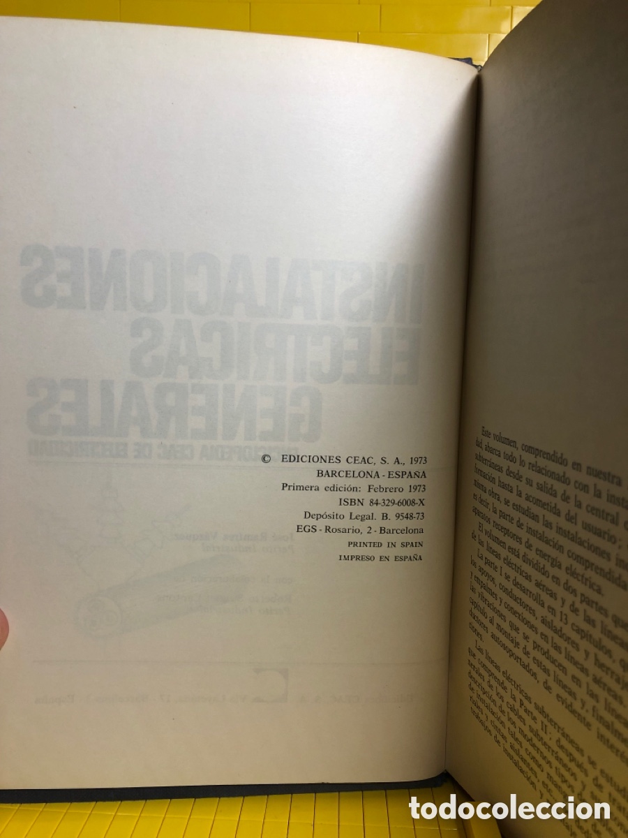 Libros de segunda mano: INSTALACIONES ELECTRICAS GENERALES - ED. CEAC - 1973 - Foto 3