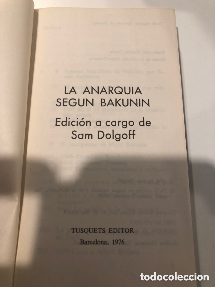 Libros de segunda mano: La anarquia segun Bakunin. Tusquets editor - Foto 3