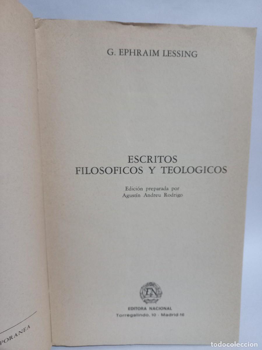 Libros de segunda mano: G. Ephraim Lessing - Escritos Filosoficos y Teologicos - 1982 - Foto 3