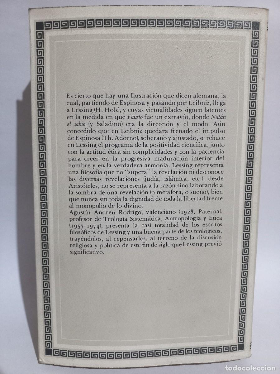 Libros de segunda mano: G. Ephraim Lessing - Escritos Filosoficos y Teologicos - 1982 - Foto 4