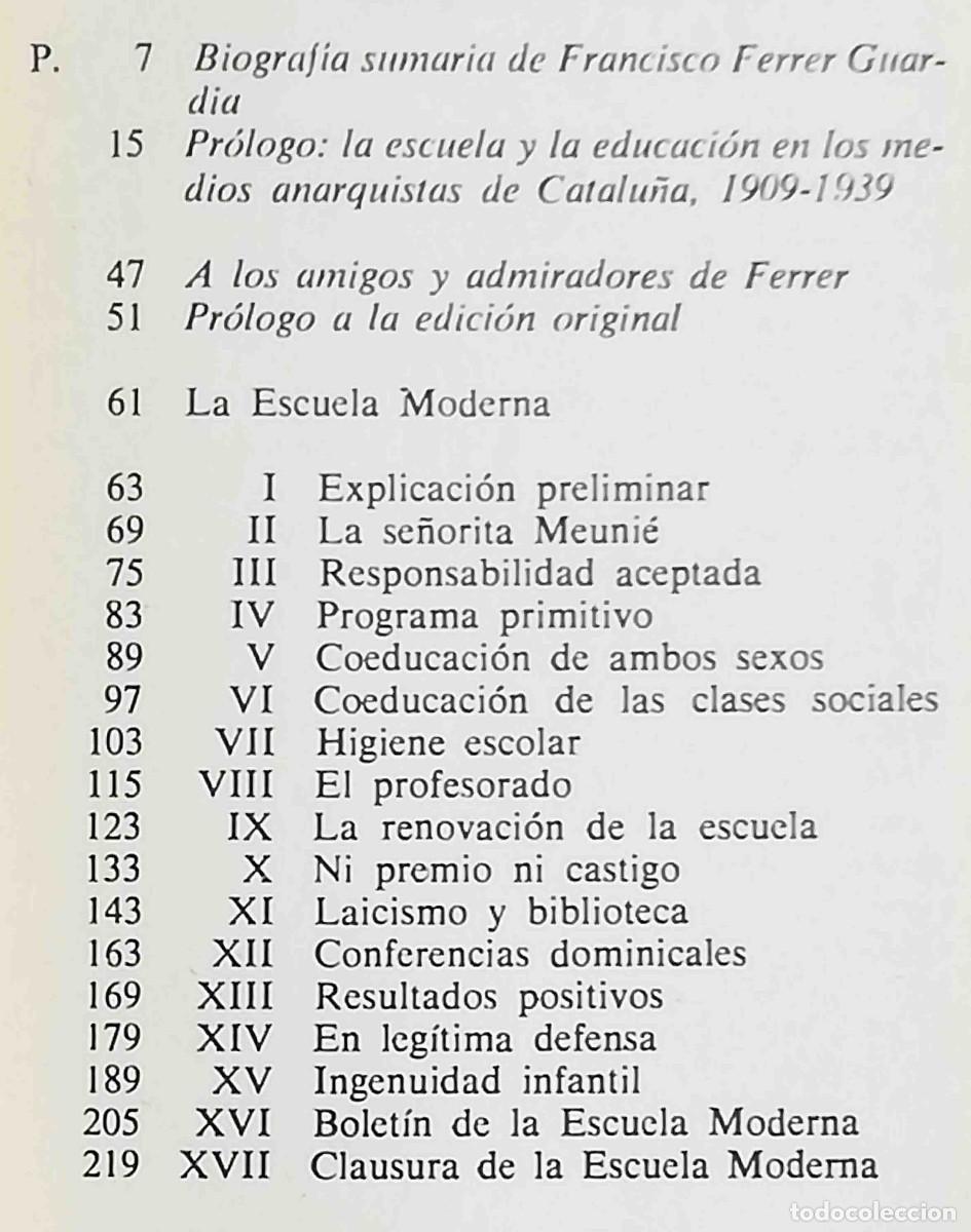 Libros de segunda mano: La escuela moderna (Francisco Ferrer Guardia) Tusquets 1977 - Foto 2