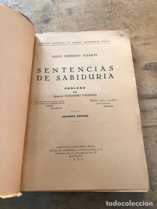 Libros de segunda mano: JULIO ERNESTO DUARTE. SENTENCIAS DE SABIDUR&Iacute;A. - Foto 2
