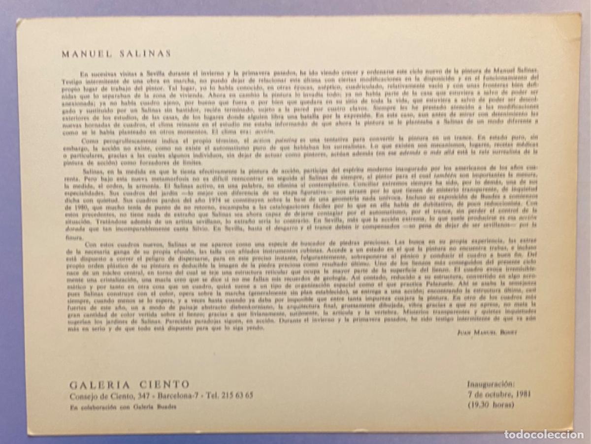 Libros de segunda mano: Manuel Salinas (Galer&iacute;a Ciento, 1981) - Foto 2
