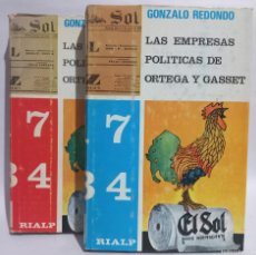 Libros de segunda mano: GONZALO REDONDO - LAS EMPRESAS POLITICAS DE ORTEGA Y GASSET TOMO I Y II - 1970. Lote 366608191