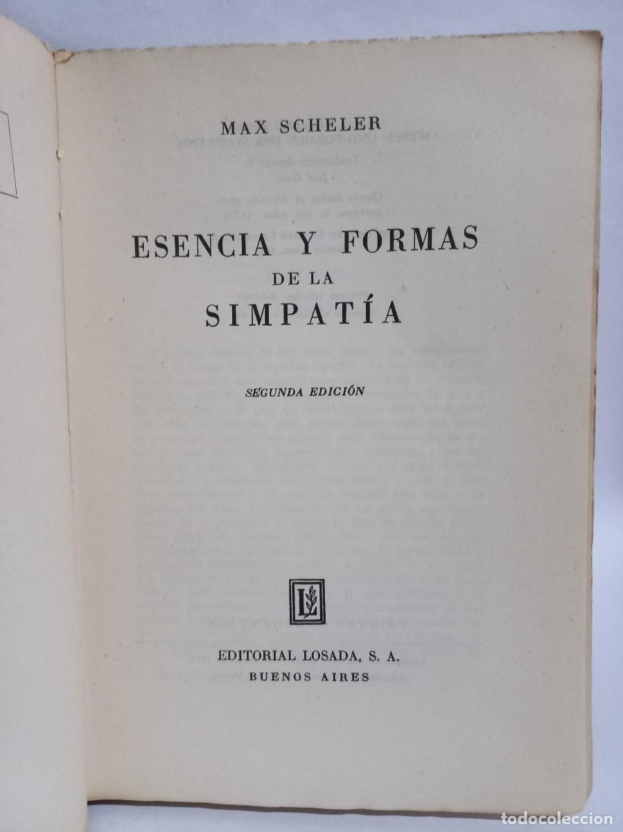 Libros de segunda mano: Max Scheler - Esencia y Formas de la Simpat&iacute;a - 1950 - Foto 3