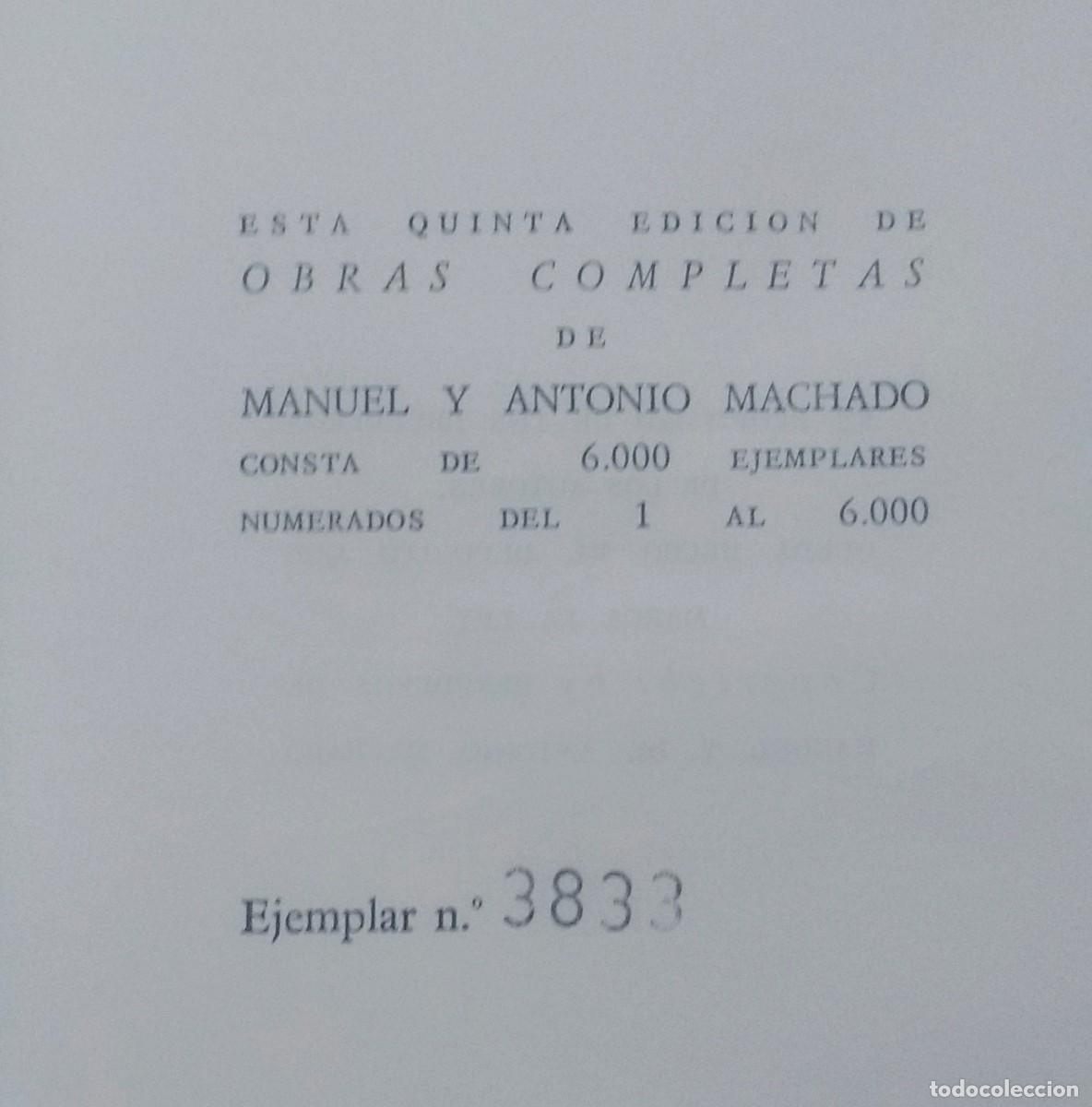 Libros de segunda mano: OBRAS COMPLETAS DE MANUEL Y ANTONIO MACHADO - EDICION LIMITADA Y NUMERADA - 3833 / 6000 - Foto 5