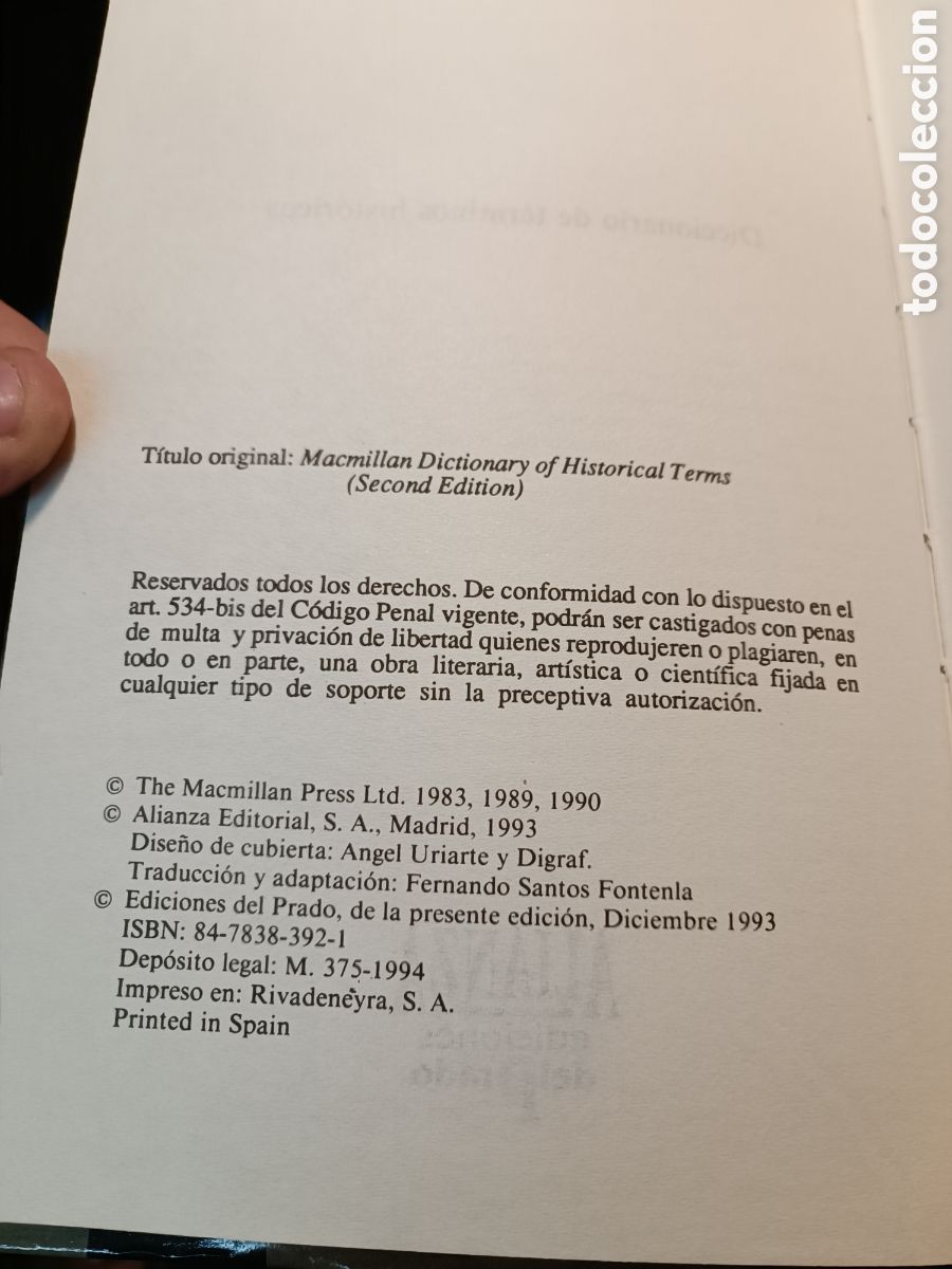 Libros de segunda mano: Diccionario terminos hist&oacute;ricos Chris Cook&nbsp;1993 - Foto 2