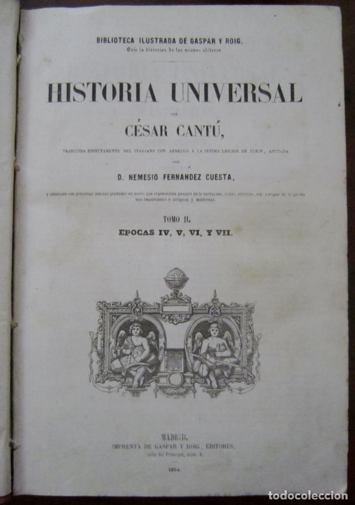 Libros de segunda mano: HISTORIA UNIVERSAL - C&Eacute;SAR CANT&Uacute; - TOMOS I, II Y III - Foto 2