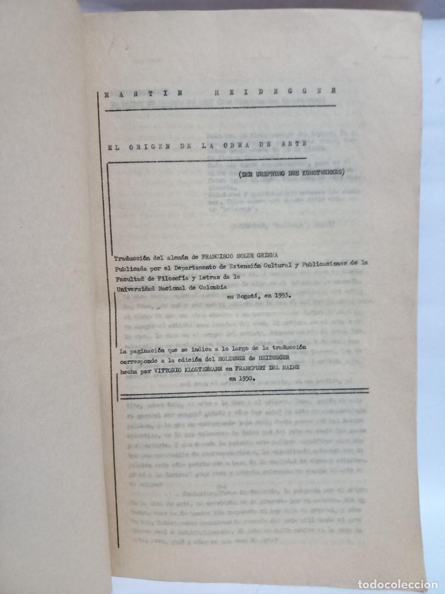 Libros de segunda mano: Heidegger - El Origen de la Obra de Arte - 1953 - Foto 2