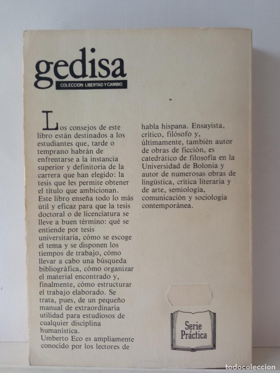 Libros de segunda mano: C&Oacute;MO SE HACE UNA TESIS, Umberto Eco - Foto 2