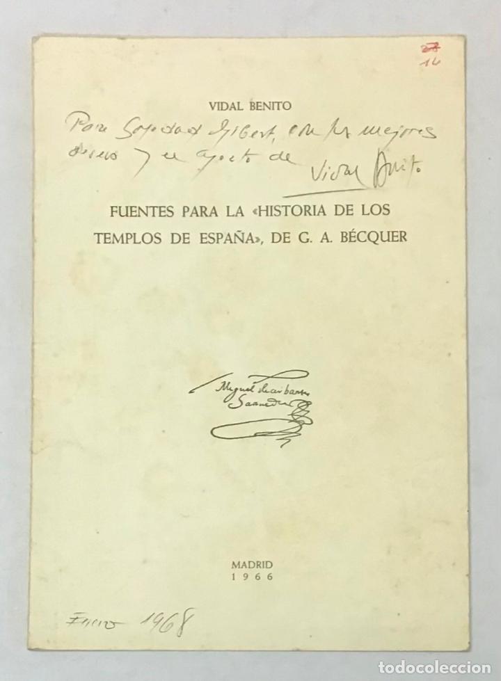 Libros de segunda mano: FUENTES PARA LA &rdquo;HISTORIA DE LOS TEMPLOS DE ESPA&Ntilde;A&rdquo;, DE G. A. B&Eacute;CQUER. - BENITO, Vidal. - Foto 1