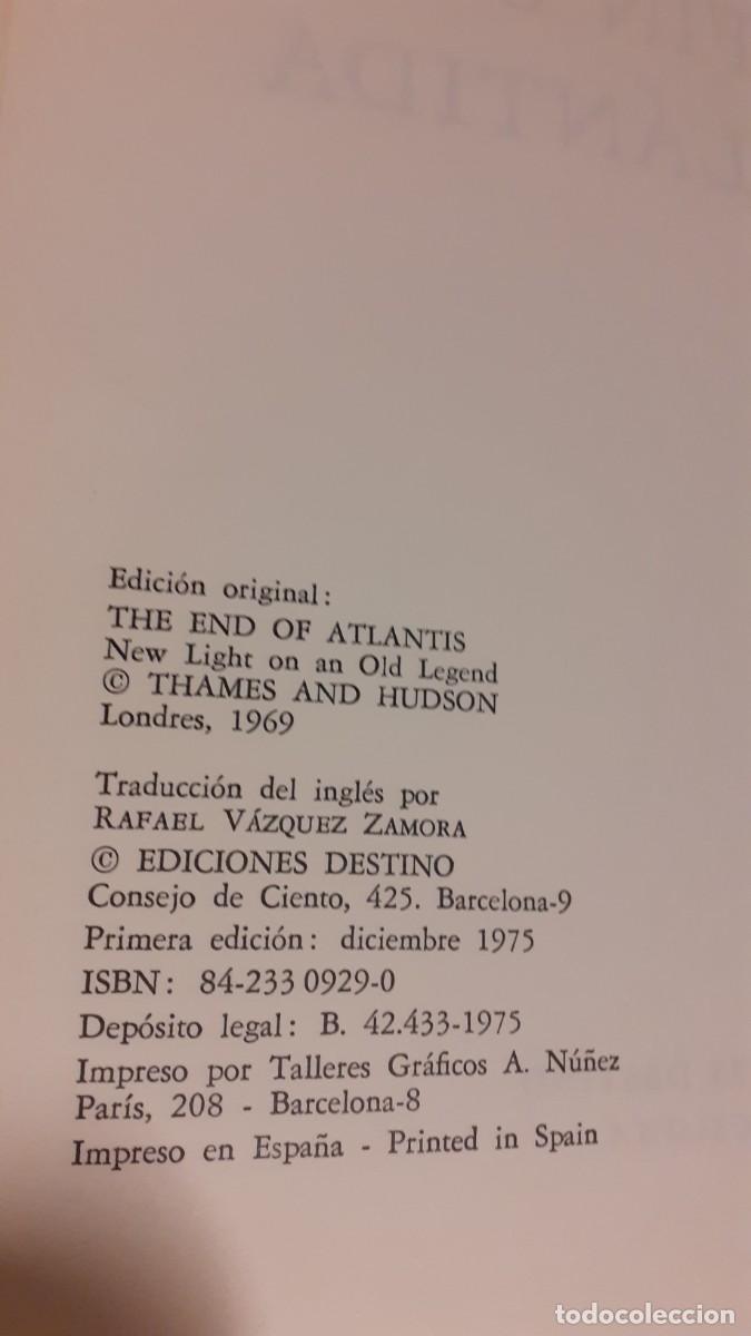 Libros de segunda mano: * EL FIN DE LA ATL&Aacute;NTIDA *J. V. LUCE * DESTINO 1975 - Foto 3