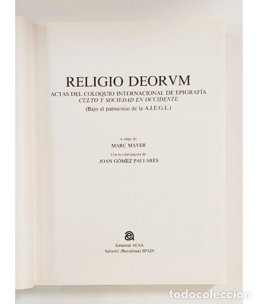 Libros de segunda mano: RELIGIO DEORUM. MAYER, Marc (ed.). Editorial Ausa. 1983. - Foto 2