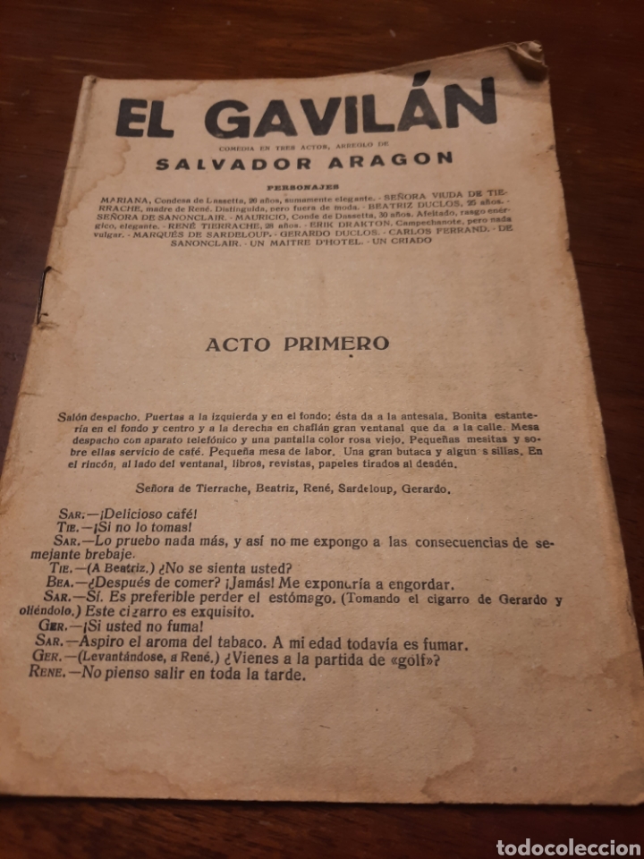 Libros de segunda mano: EL GAVIL&Aacute;N . COMEDIA EN TRES ACTOS
