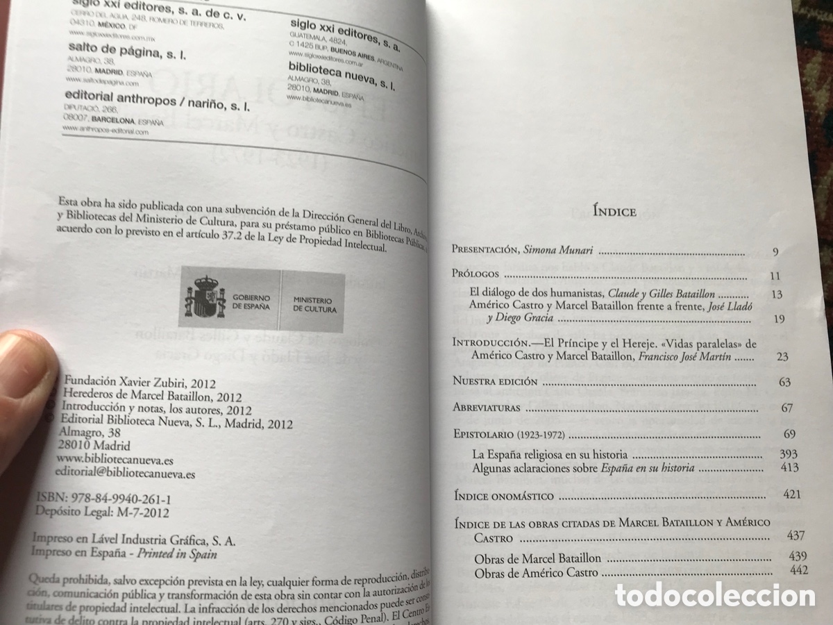 Libros de segunda mano: Epistolario. Am&eacute;rico Castro y Marcel Bataillon. BN. Como nuevo - Foto 4
