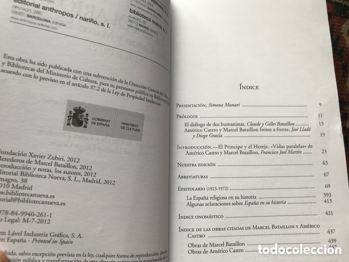 Libros de segunda mano: Epistolario. Am&eacute;rico Castro y Marcel Bataillon. BN. Como nuevo - Foto 5