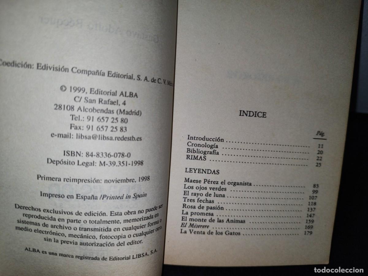 Libros de segunda mano: 42- RIMAS Y LEYENDAS. GUSTAVO ADOLFO BECQUER - Foto 4