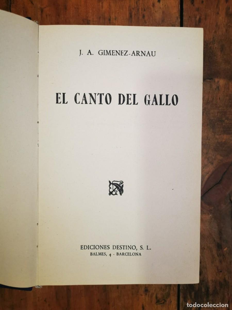 Libros de segunda mano: GIM&Eacute;NEZ-ARNAU, J.A. El canto del gallo - Foto 1