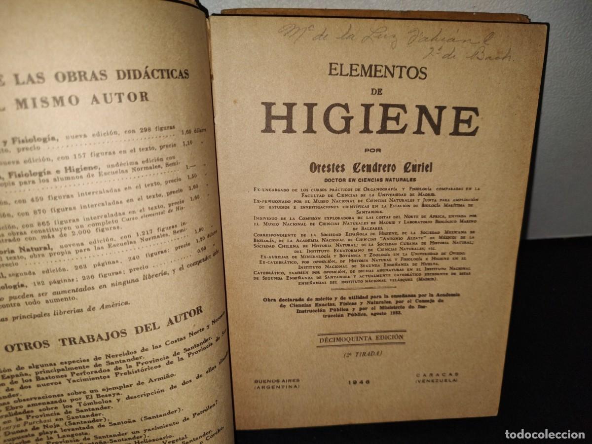 Libros de segunda mano: 44- ELEMENTOS DE HIGIENE - ORESTES CENDRERO - 1946 - Foto 3