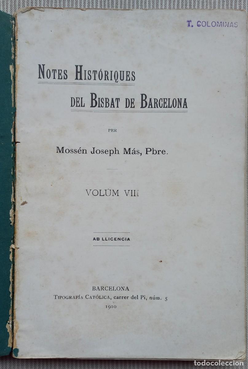 Libros de segunda mano: Notes hist&ograve;riques J. Mas - Vilassar de Dalt, Montcada - A&ntilde;o 1910 - Foto 1