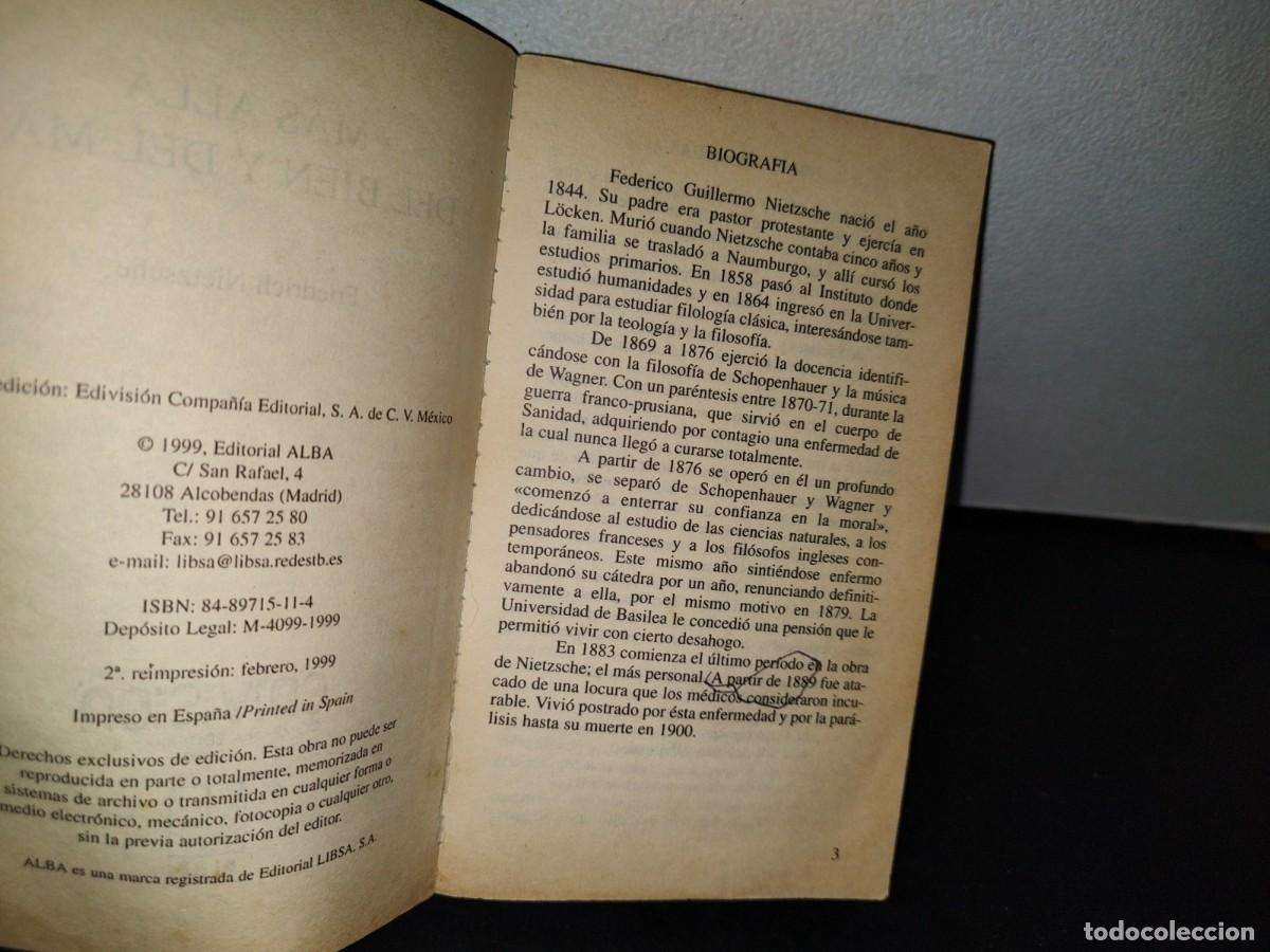 Libros de segunda mano: 45- M&Aacute;S ALL&Aacute; DEL BIEN Y DEL MAL - FRIEDRICH NIETZSCHE - Foto 4