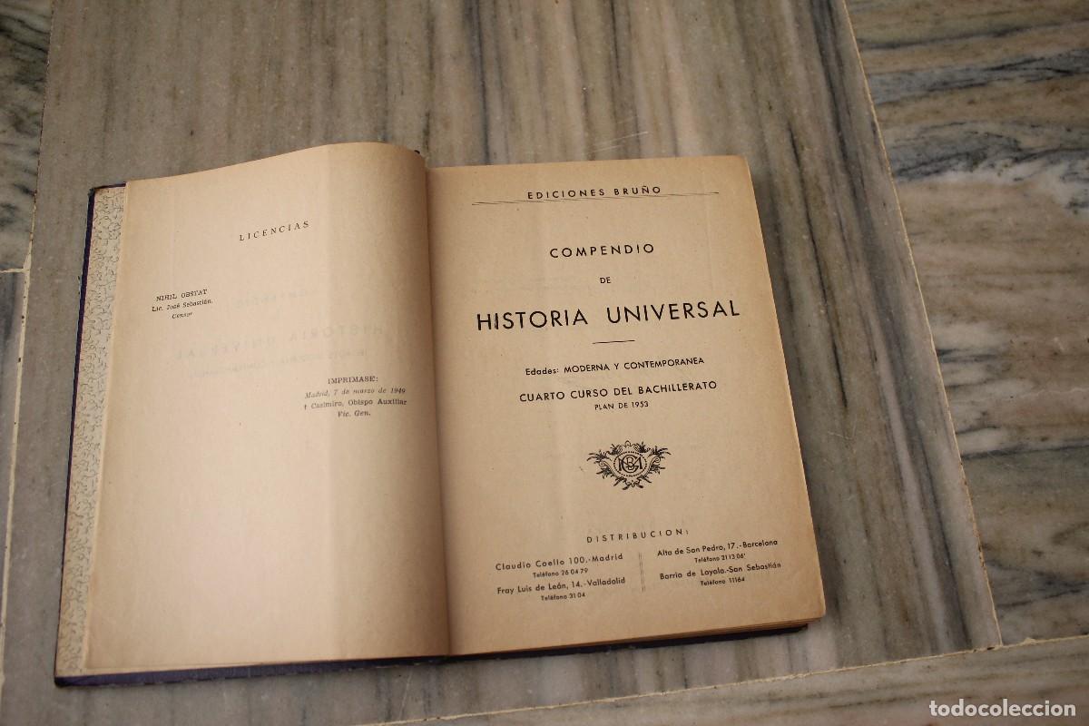 Libros de segunda mano: COMPENDIO DE HISTORIA UNIVERSAL CUARTO CURSO DEL BACHILLERATO EDICIONES BRU&Ntilde;O - Foto 1