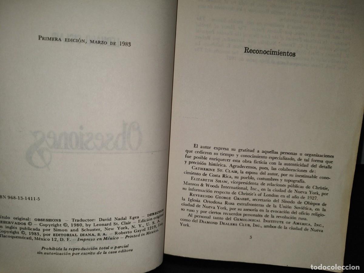 Libros de segunda mano: 46- OBSESIONES - LEONARD ST. CLAIR - PRIMERA EDICI&Oacute;N 1983 - Foto 4
