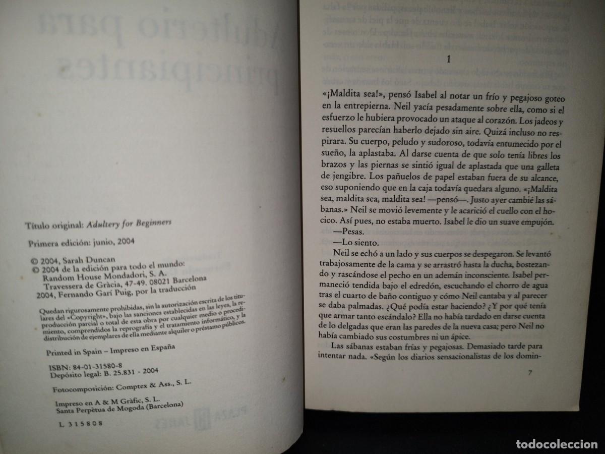 Libros de segunda mano: 46- ADULTERIO PARA PRINCIPIANTES - SARAH DUNCAN - Foto 4