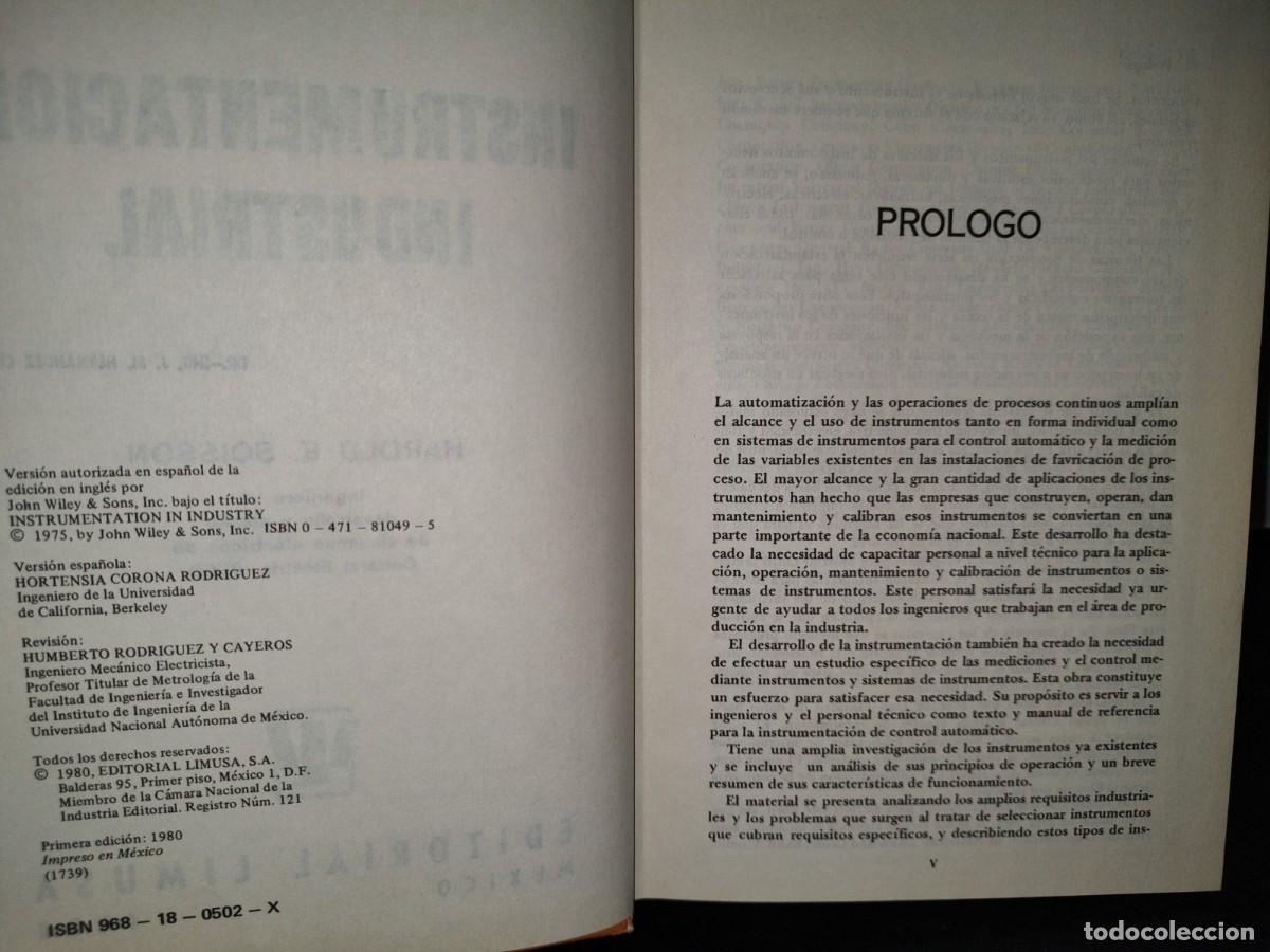 Libros de segunda mano: 46- INSTRUMENTACI&Oacute;N INDUSTRIAL - HAROLD E. SOISSON - Foto 5