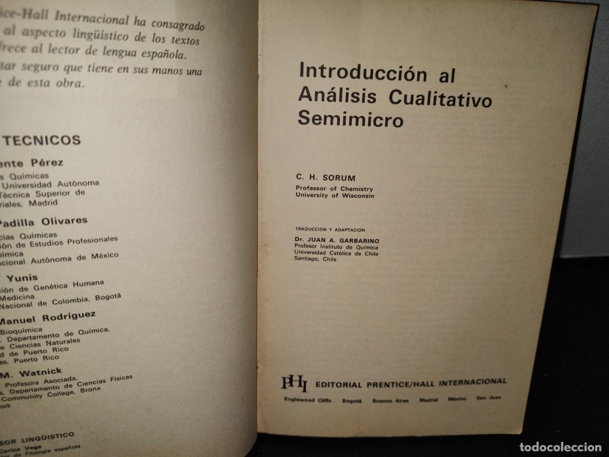 Libros de segunda mano: 48- INTRODUCCI&Oacute;N AL AN&Aacute;LISIS CUALITATIVO SEMIMICRO - C. H. SORUM - Foto 3