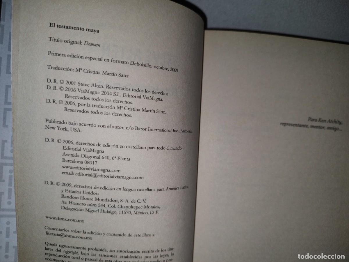 Libros de segunda mano: 48- EL TESTAMENTO MAYA - STEVE ALTEN - Foto 4