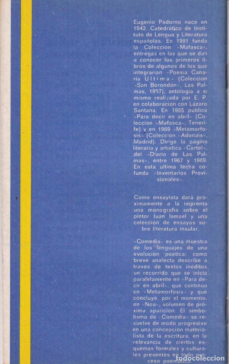 Libros de segunda mano: COMEDIA EUGENIO PADORNO BIBLIOTECA POPULAR CANARIA - Foto 2