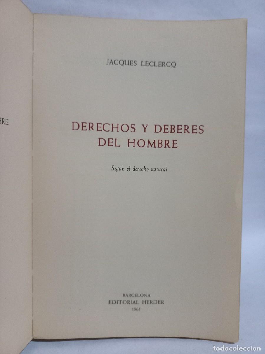 Libros de segunda mano: Jacques Leclercq - Derechos y Deberes del Hombre - 1963 - Foto 3