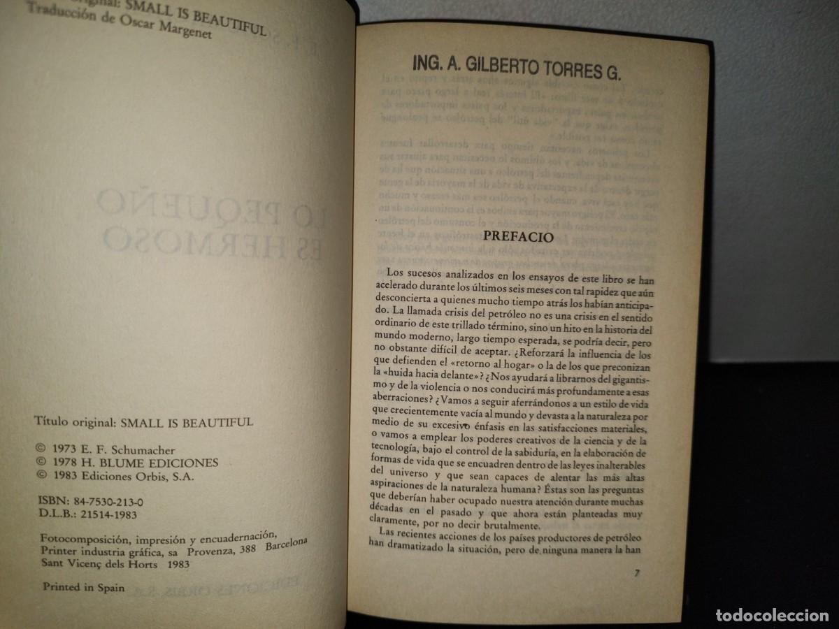 Libros de segunda mano: 51- LO PEQUE&Ntilde;O ES HERMOSO - E. F. SCHUMACHER - Foto 4