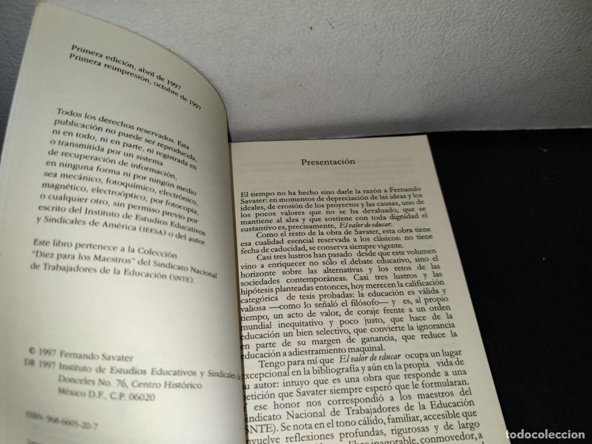 Libros de segunda mano: 53- EL VALOR DE EDUCAR - FERNANDO SAVATER - Foto 4