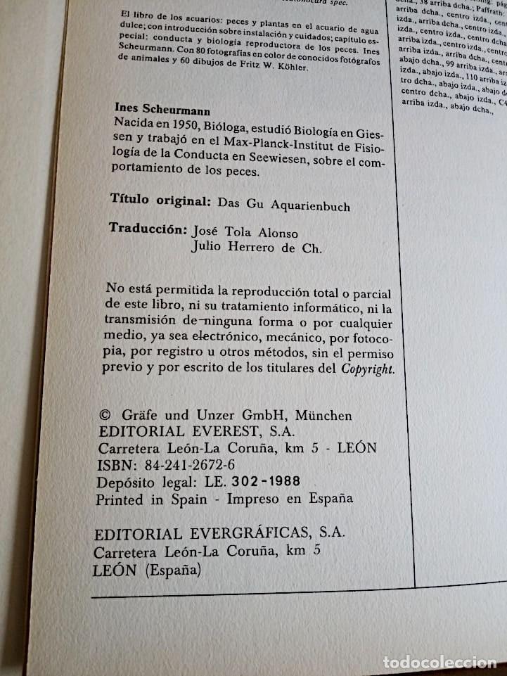 Libros de segunda mano: EL LIBRO DE LOS ACUARIOS. SCHEURMANN, INES. EVEREST. ED. 1988 - Foto 5