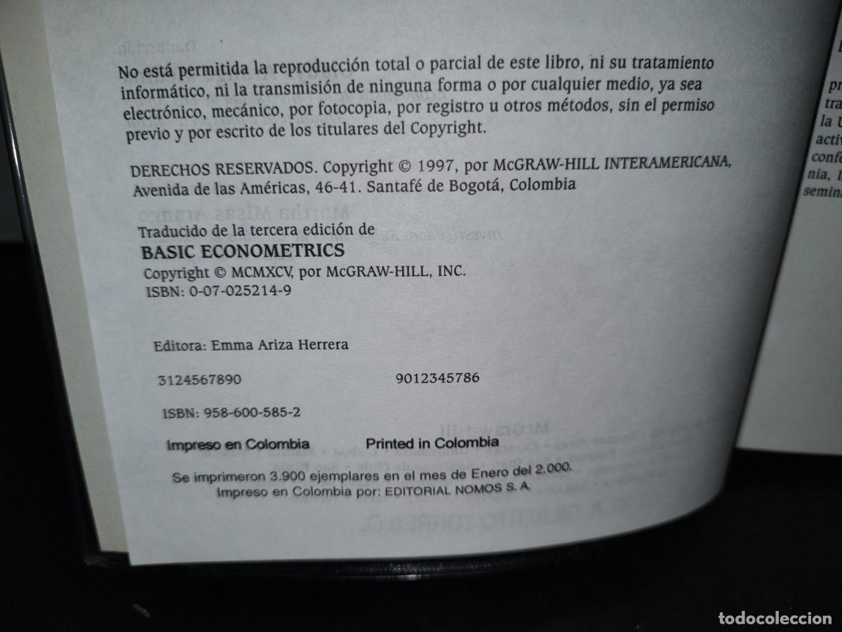 Libros de segunda mano: 55- ECONOMETR&Iacute;A. TERCERA EDICI&Oacute;N - DAMODAR N. GUJARATI - Foto 4