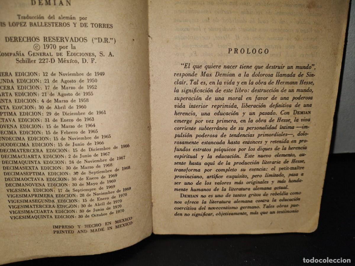 Libros de segunda mano: 56- DEMIAN - HERMANN HESSE - 1970 - Foto 6