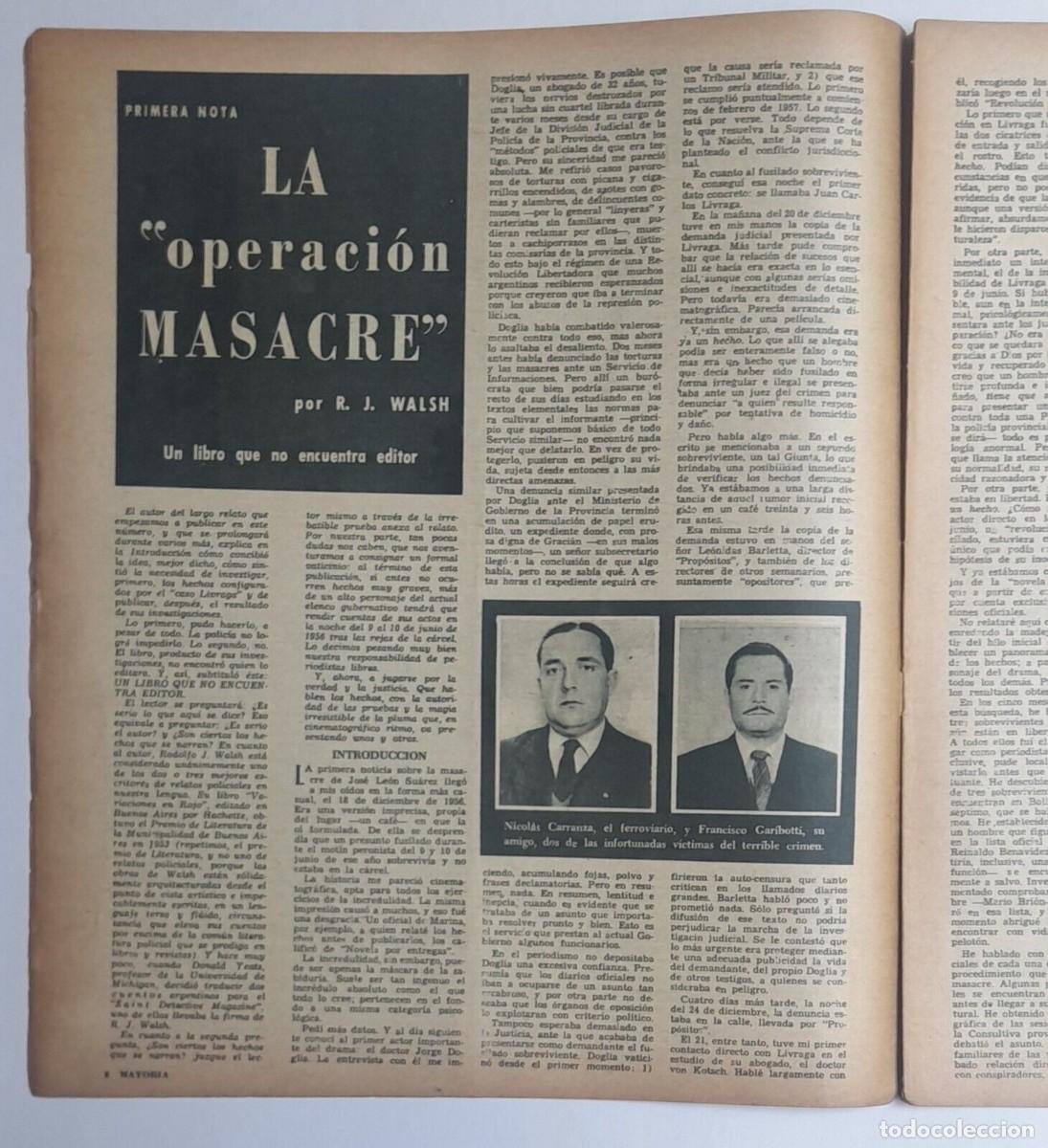 Libros de segunda mano: (Rodolfo Walsh: Operaci&oacute;n Masacre) &ldquo;Mayor&iacute;a&rdquo; 1957 - Foto 2