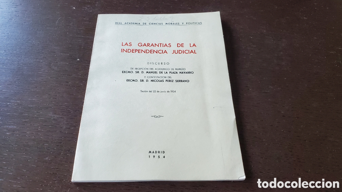 Libros de segunda mano: Las garantias de la independencia judicial 1954