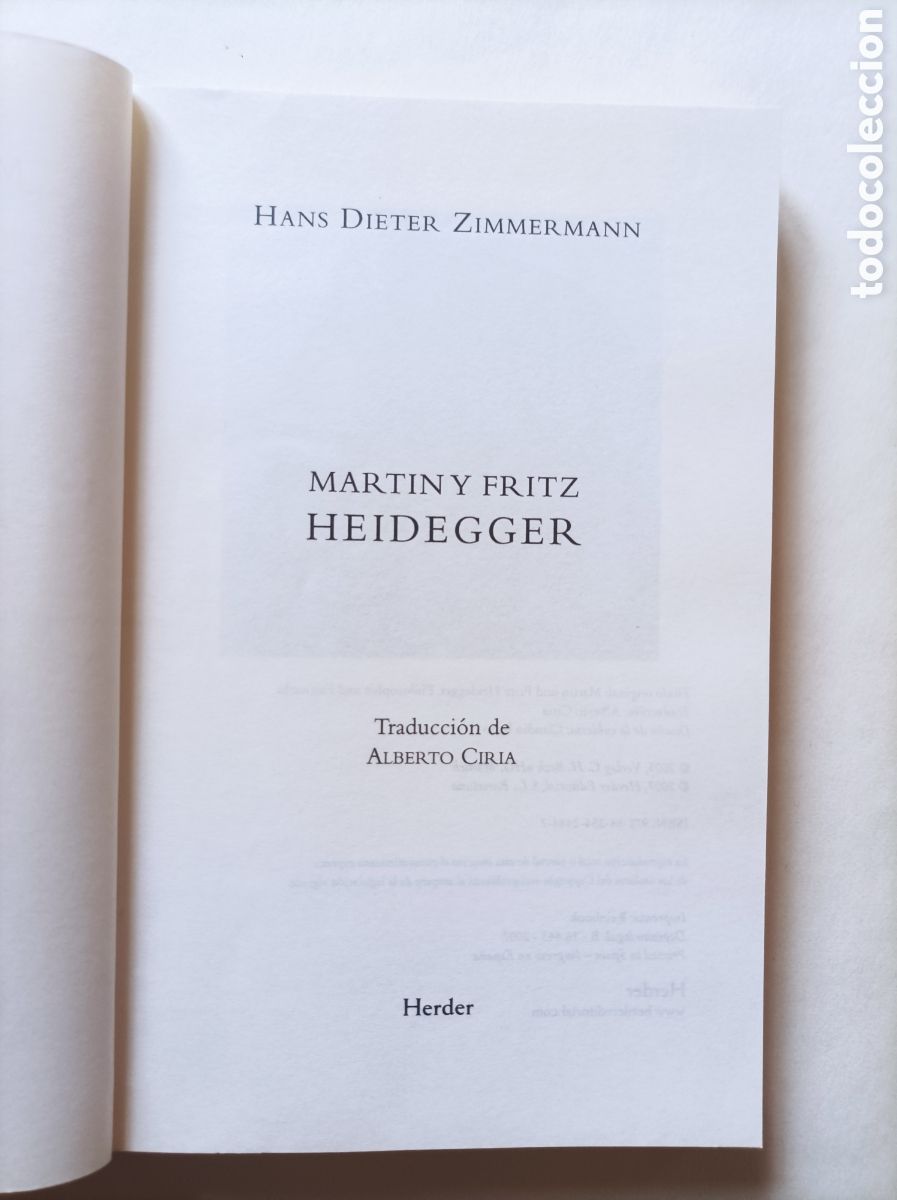 Libros de segunda mano: Martin y Fritz Heidegger / Hans Dieter Zimmermann - Foto 3